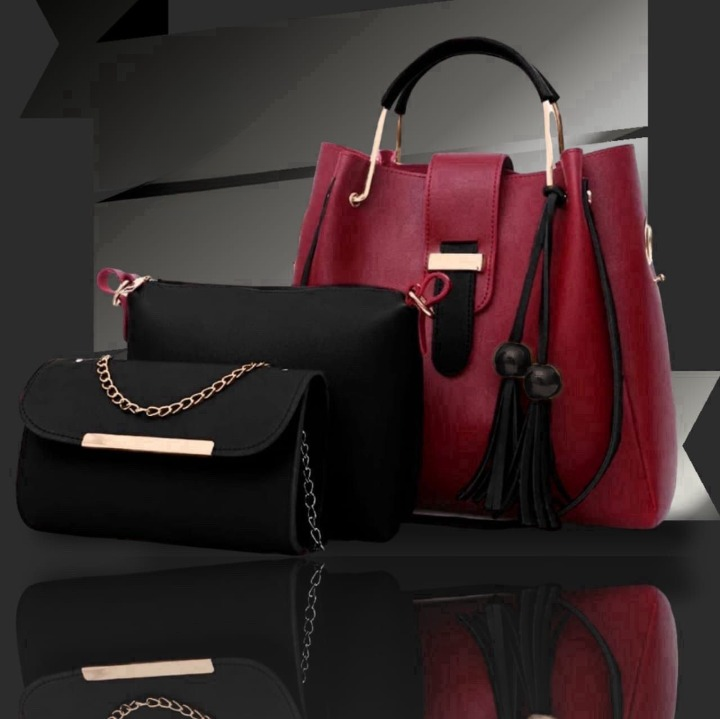 3-Piece Women’s Handbag Set – Stylish Tote Bag with Shoulder Pouch & Chain Clutch