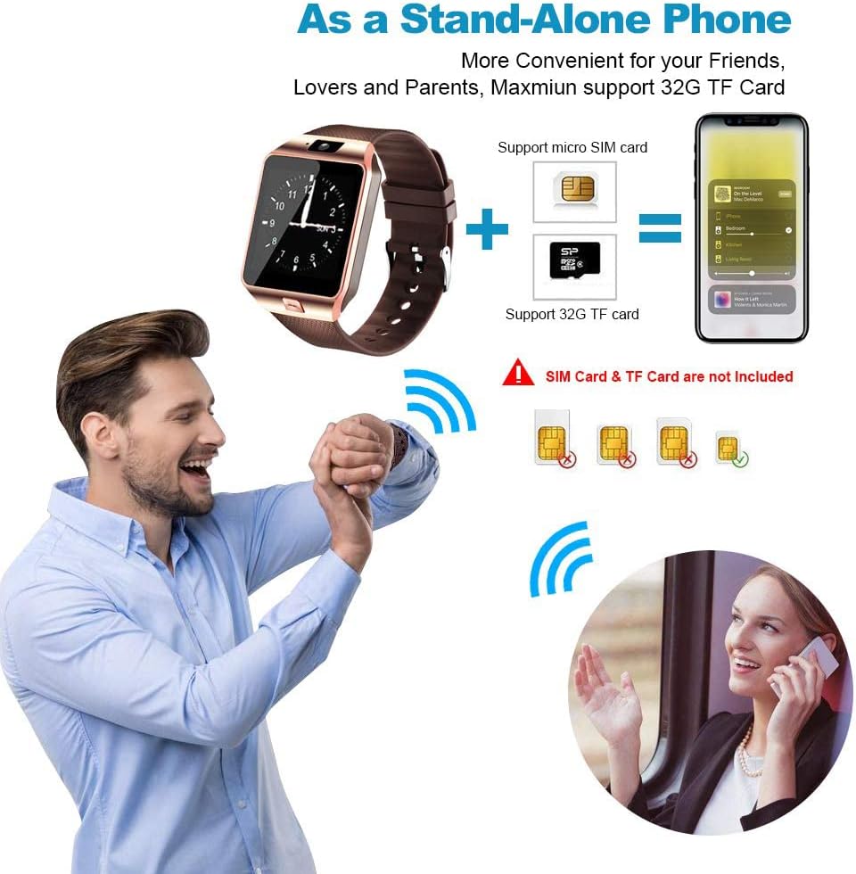 DZ09 Bluetooth Smartwatch,Touchscreen Wrist Smart Phone Watch Sports Fitness Tracker with SIM SD Card Slot Camera (black)