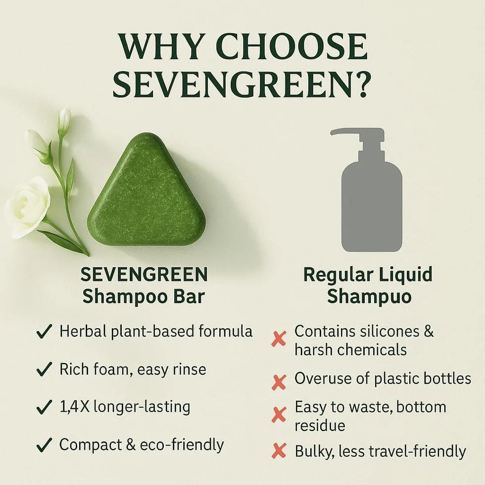Nature Seven Green Tea Cas Bar Featuring Platycladus Orientalis Leaf And Wusiman Grass Extract Hair Care Shampoo Soap ( 50gram )