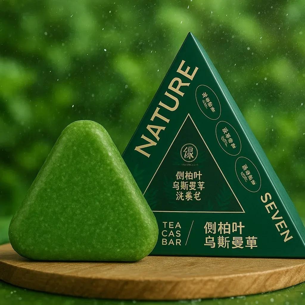 Nature Seven Green Tea Cas Bar Featuring Platycladus Orientalis Leaf And Wusiman Grass Extract Hair Care Shampoo Soap ( 50gram )
